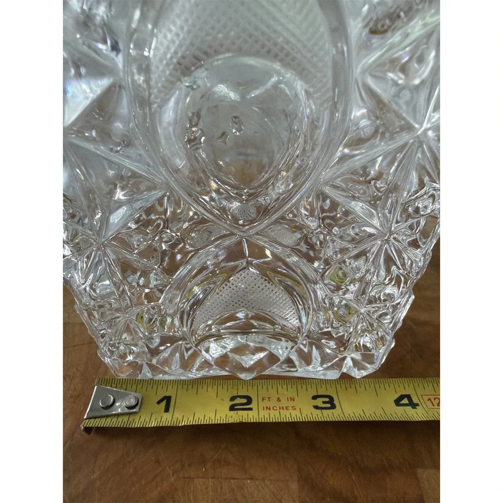 Vintage‎ Cut Lead Crystal Square Liquor Decanter with Stopper Barware Clear 10in